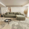Colțar extensibil dumonde cu ladă de depozitare Berlin XL Tilia Verde Olive 37 II 350x185 cm