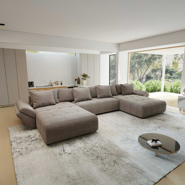 Colțar extensibil dumonde cu ladă de depozitare si sezut confortabil din spuma high-density, Berlin U Vibe Maro 21 380x180 cm