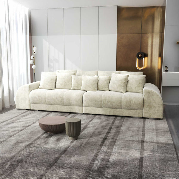 Canapea extensibilă dumonde cu 2 lăzi de depozitare si sezut confortabil din spuma high-density, Verona Cremona Alb 1 310x100 cm
