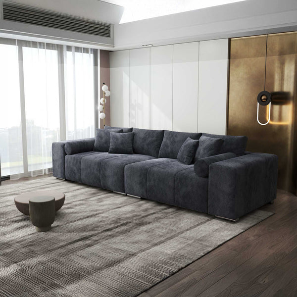 Canapea extensibilă dumonde cu ladă de depozitare si sezut confortabil din spuma high-density, Marbela XXL Vibe Gri Antracit 97 290x100 cm