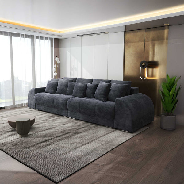 Canapea extensibilă dumonde cu 2 lăzi de depozitare si sezut confortabil din spuma high-density, Verona Vibe Gri Antracit 97 310x100 cm