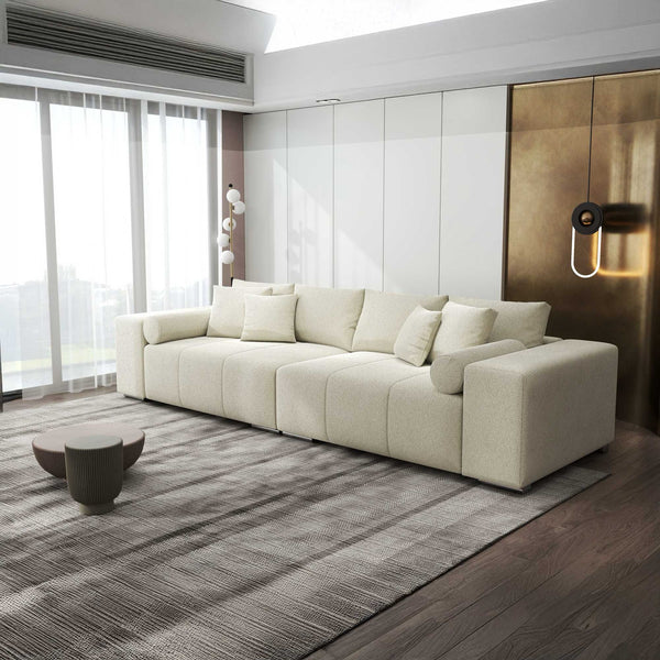 Canapea extensibilă dumonde cu ladă de depozitare si sezut confortabil din spuma high-density, Marbela XXL Quelle Bej 02 290x100 cm