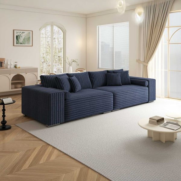 Canapea extensibilă dumonde cu ladă de depozitare si sezut confortabil din spuma high-density, Marbela XXL Tilia Albastru 77 290x100 cm
