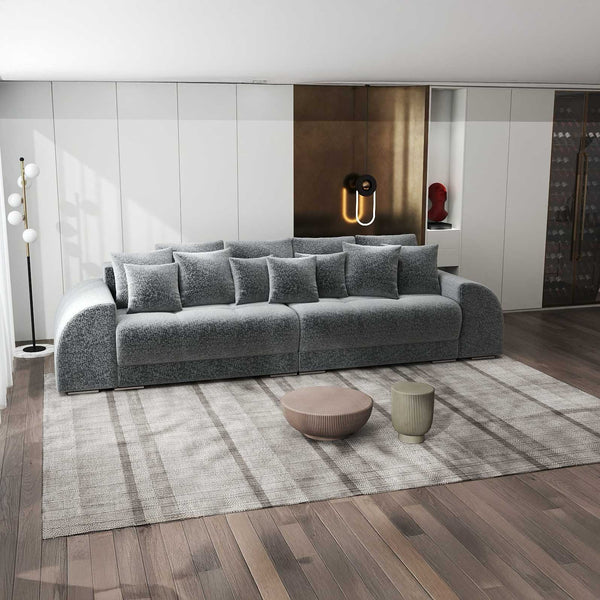 Canapea extensibilă dumonde cu 2 lăzi de depozitare si sezut confortabil din spuma high-density, Verona Monte Gri 90 310x100 cm