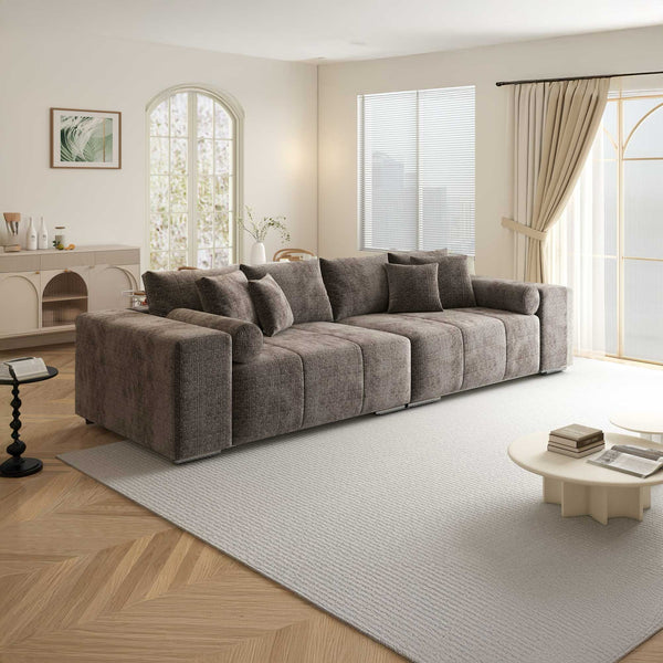 Canapea extensibilă dumonde cu ladă de depozitare si sezut confortabil din spuma high-density, Marbela XXL Cremona Maro-bej 24 290x100 cm