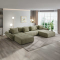 Colțar extensibil dumonde cu ladă de depozitare Berlin U Tilia Verde Olive 400x185 cm
