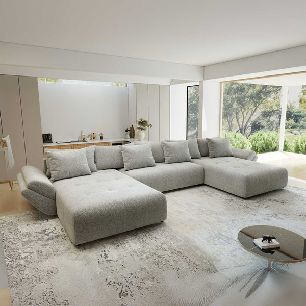 Colțar extensibil dumonde cu ladă de depozitare si sezut confortabil din spuma high-density, Berlin U Arena Gri 15 380x180 cm