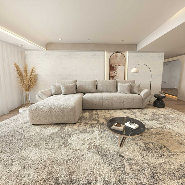 Colțar extensibil dumonde cu ladă de depozitare si sezut confortabil din spuma high-density, Berlin XL Jaguar Gri 19 350x185 cm
