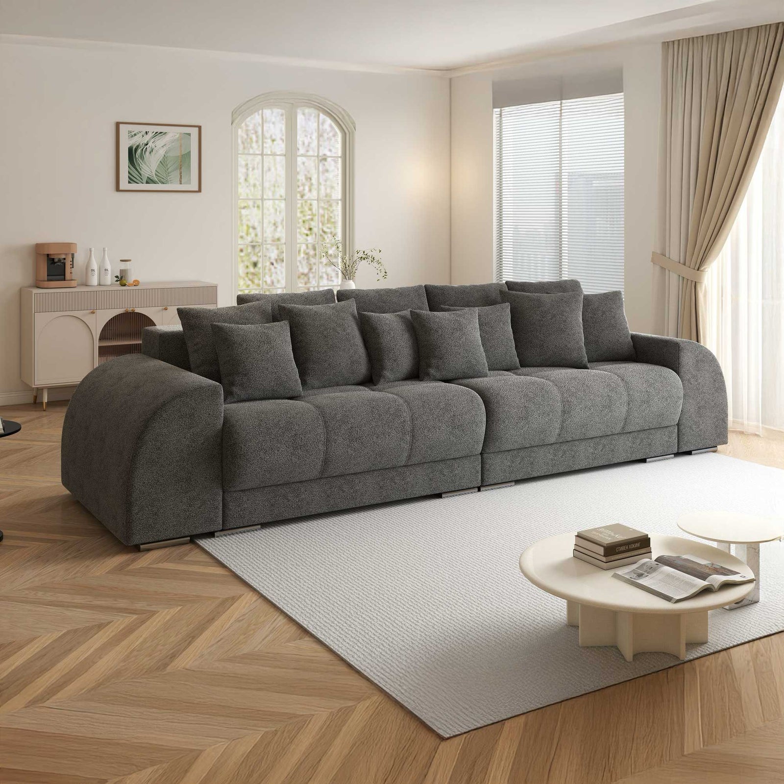 Canapea extensibilă dumonde cu 2 lăzi de depozitare si sezut confortabil din spuma high-density, Verona Quelle Gri 92 310x100 cm