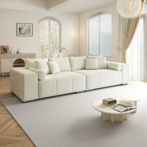 Canapea extensibilă dumonde cu ladă de depozitare si sezut confortabil din spuma high-density, Marbela XXL Jaguar Ivory 1 290x100 cm