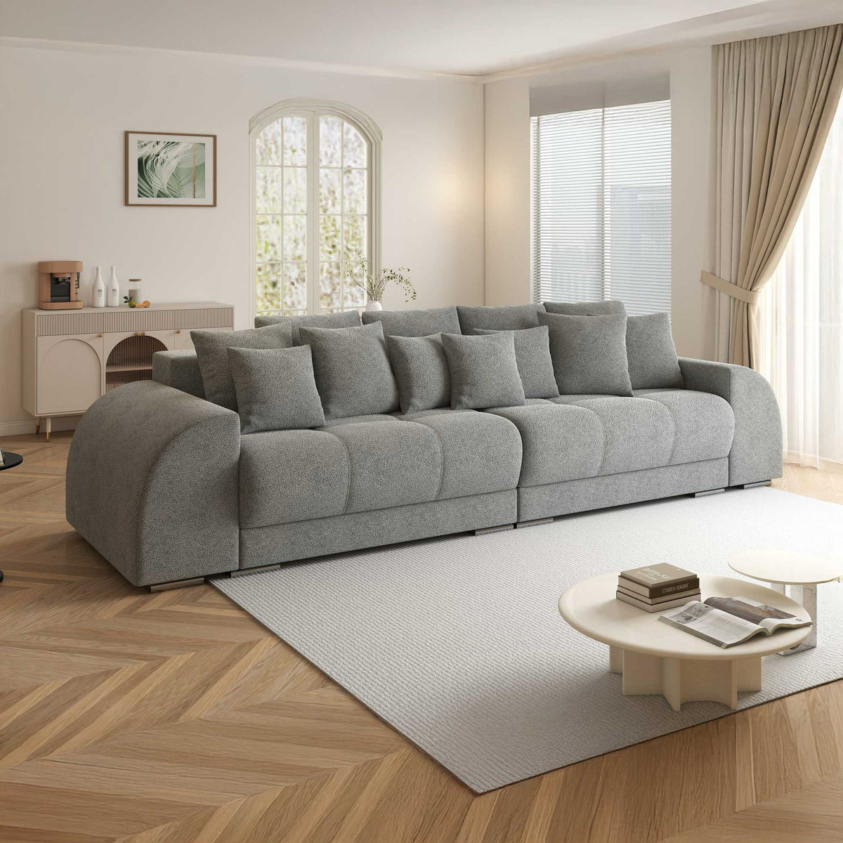 Canapea extensibilă dumonde cu 2 lăzi de depozitare si sezut confortabil din spuma high-density, Verona Quelle Gri 83 310x100 cm