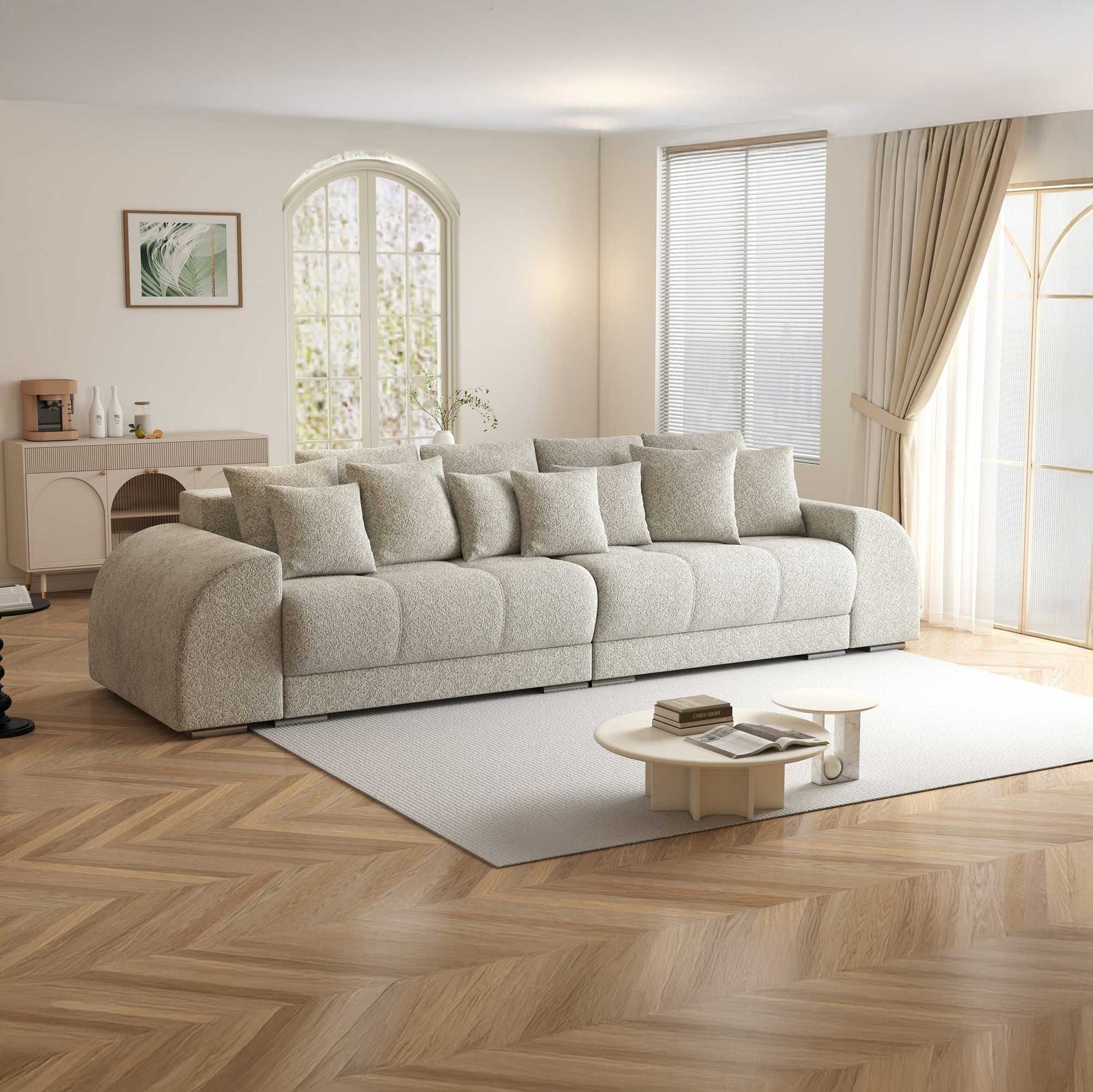 Canapea extensibilă dumonde cu 2 lăzi de depozitare si sezut confortabil din spuma high-density, Verona Arena Bej 2 310x100 cm
