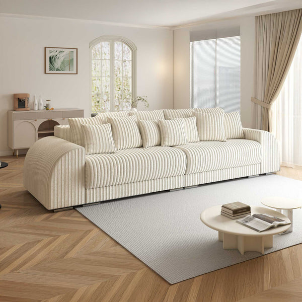 Canapea extensibilă dumonde cu 2 lăzi de depozitare si sezut confortabil din spuma high-density, Verona Tilia Bej 01 310x100 cm
