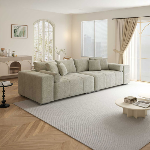 Canapea extensibilă dumonde cu ladă de depozitare si sezut confortabil din spuma high-density, Marbela XXL Cremona Bej 04 290x100 cm