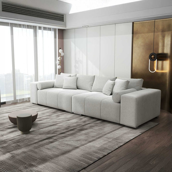 Canapea extensibilă dumonde cu ladă de depozitare si sezut confortabil din spuma high-density, Marbela XXL Vibe Bej 03 290x100 cm