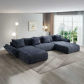Colțar extensibil dumonde cu ladă de depozitare Berlin U Cremona Albastru 400x185 cm