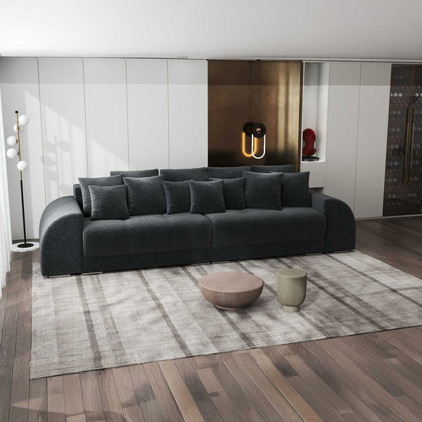 Canapea extensibilă dumonde cu 2 lăzi de depozitare si sezut confortabil din spuma high-density, Verona Monte Negru 99 310x100 cm