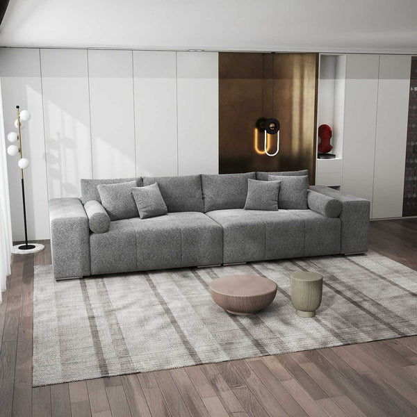 Canapea extensibilă dumonde cu ladă de depozitare si sezut confortabil din spuma high-density, Marbela XXL Quelle Gri 92 290x100 cm