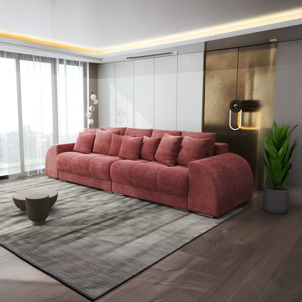 Canapea extensibilă dumonde cu 2 lăzi de depozitare si sezut confortabil din spuma high-density, Verona Vibe Rosu 58 310x100 cm