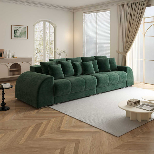 Canapea extensibilă dumonde cu 2 lăzi de depozitare si sezut confortabil din spuma high-density, Verona Monolith Verde 37 310x100 cm