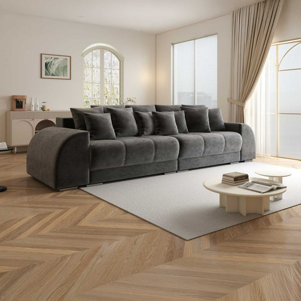 Canapea extensibilă dumonde cu 2 lăzi de depozitare si sezut confortabil din spuma high-density, Verona Monolith Gri Antracit 97 310x100 cm