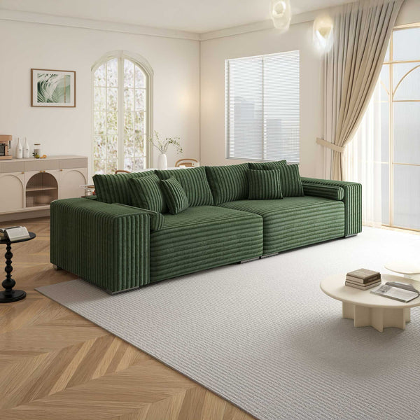 Canapea extensibilă dumonde cu ladă de depozitare si sezut confortabil din spuma high-density, Marbela XXL Tilia Verde 39 290x100 cm