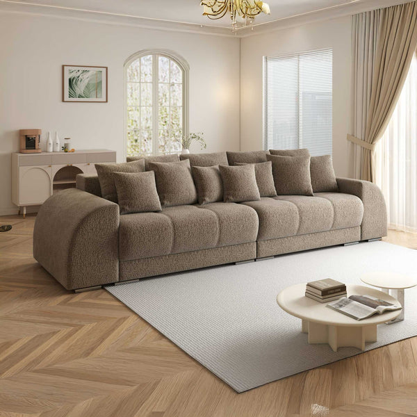 Canapea extensibilă dumonde cu 2 lăzi de depozitare si sezut confortabil din spuma high-density, Verona Jaguar Maro Cappuccino 8 310x100 cm