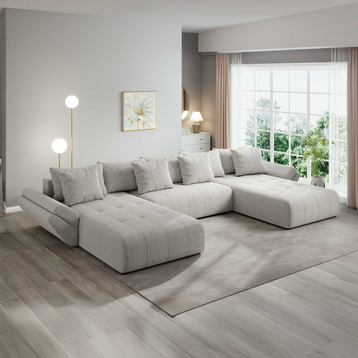 Colțar extensibil dumonde cu ladă de depozitare si sezut confortabil din spuma high-density, Berlin U Jaguar Gri 19 380x180 cm