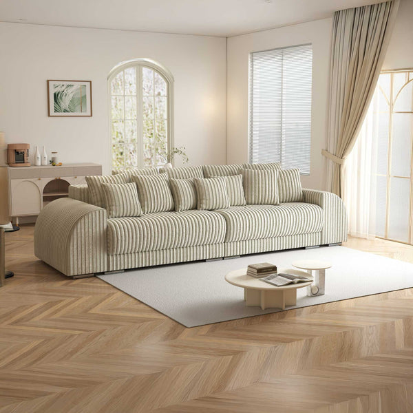 Canapea extensibilă dumonde cu 2 lăzi de depozitare si sezut confortabil din spuma high-density, Verona Tilia Bej 08 310x100 cm
