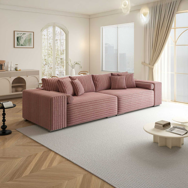 Canapea extensibilă dumonde cu ladă de depozitare si sezut confortabil din spuma high-density, Marbela XXL Tilia Roz Pudrat 62 290x100 cm