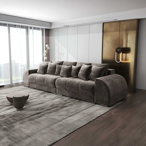 Canapea extensibilă dumonde cu 2 lăzi de depozitare si sezut confortabil din spuma high-density, Verona Cremona Maro-bej 24 310x100 cm