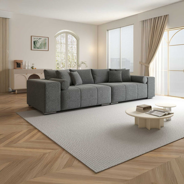 Canapea extensibilă dumonde cu ladă de depozitare si sezut confortabil din spuma high-density, Marbela XXL Monte Gri 90 290x100 cm