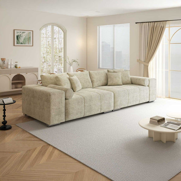 Canapea extensibilă dumonde cu ladă de depozitare si sezut confortabil din spuma high-density, Marbela XXL Cremona Gri Deschis 02 290x100 cm
