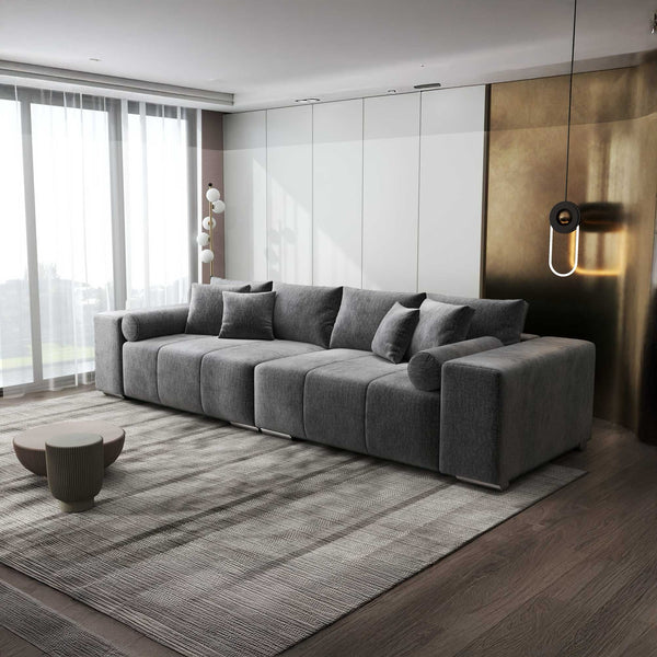 Canapea extensibilă dumonde cu ladă de depozitare si sezut confortabil din spuma high-density, Marbela XXL Monolith Gri Antracit 97 290x100 cm