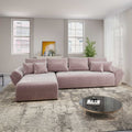 Colțar extensibil dumonde cu ladă de depozitare Berlin XL Monolith Roz Pudrat 350x185 cm
