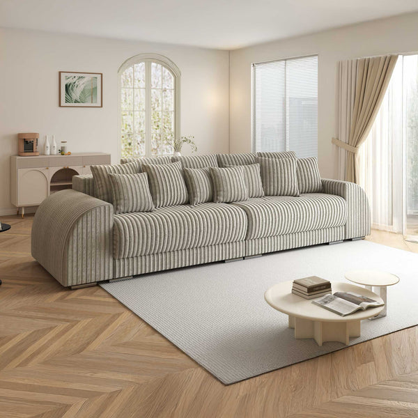 Canapea extensibilă dumonde cu 2 lăzi de depozitare si sezut confortabil din spuma high-density, Verona Tilia Gri- Bej 11 310x100 cm