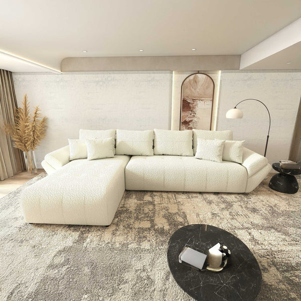 Colțar extensibil dumonde cu ladă de depozitare si sezut confortabil din spuma high-density, Berlin XL Jaguar Ivory 1 350x185 cm
