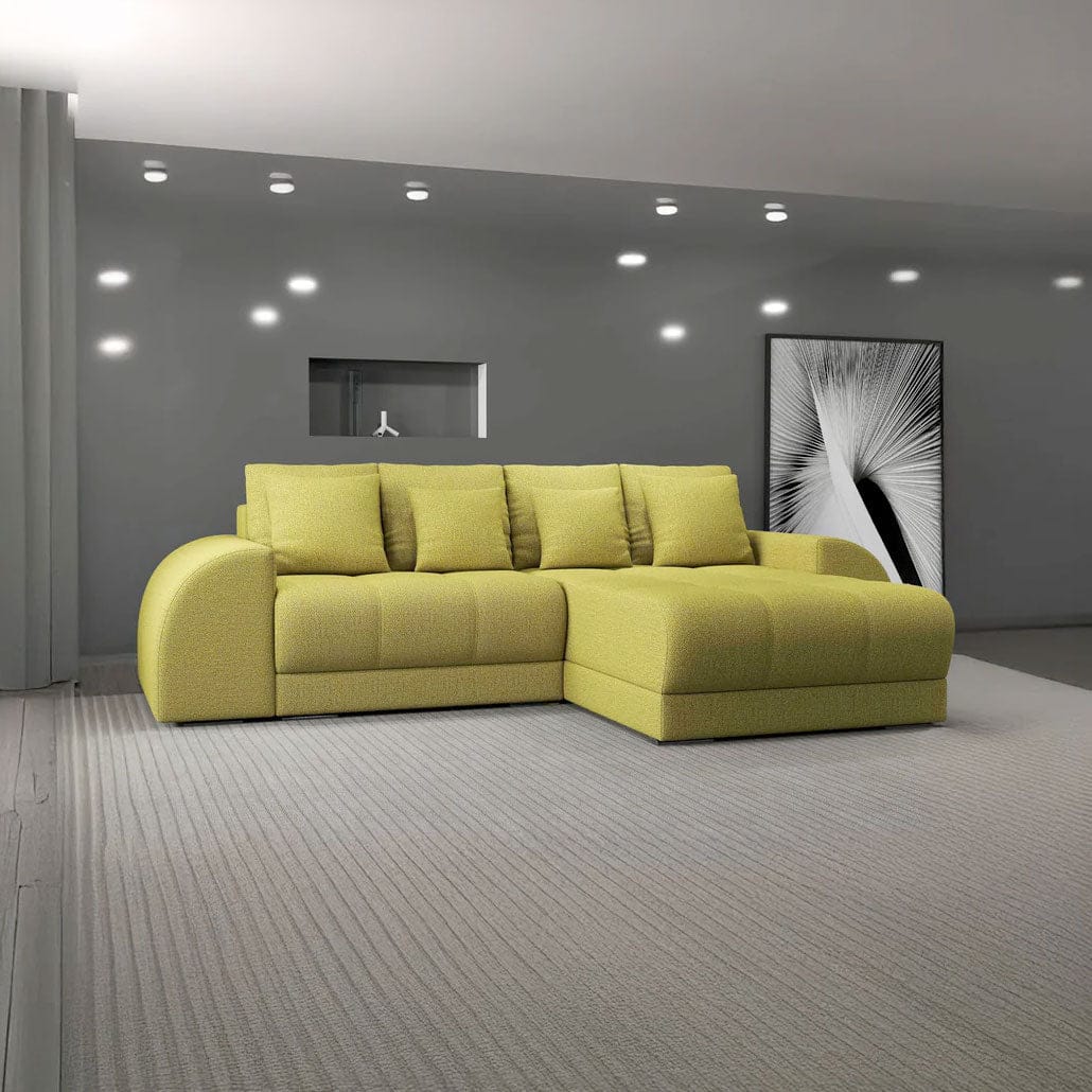 Colțar extensibil dumonde cu ladă de depozitare si sezut confortabil din spuma HR, Verona Enjoy Verde II 290x185 cm Fabrica