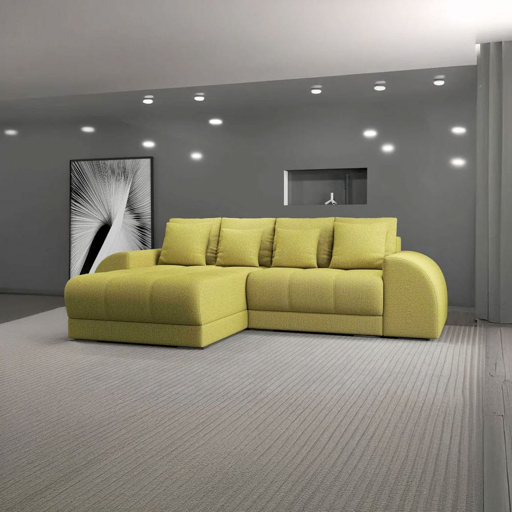 Colțar extensibil dumonde cu ladă de depozitare si sezut confortabil din spuma HR, Verona Enjoy Verde 290x185 cm Fabrica