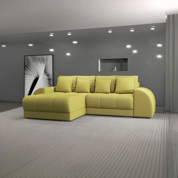 Colțar extensibil dumonde cu ladă de depozitare si sezut confortabil din spuma HR, Verona Enjoy Verde 290x185 cm Fabrica