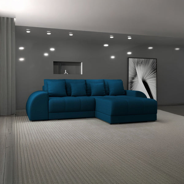 Colțar extensibil dumonde cu ladă de depozitare si sezut confortabil din spuma HR, Verona Enjoy Petrol II 290x185 cm Fabrica