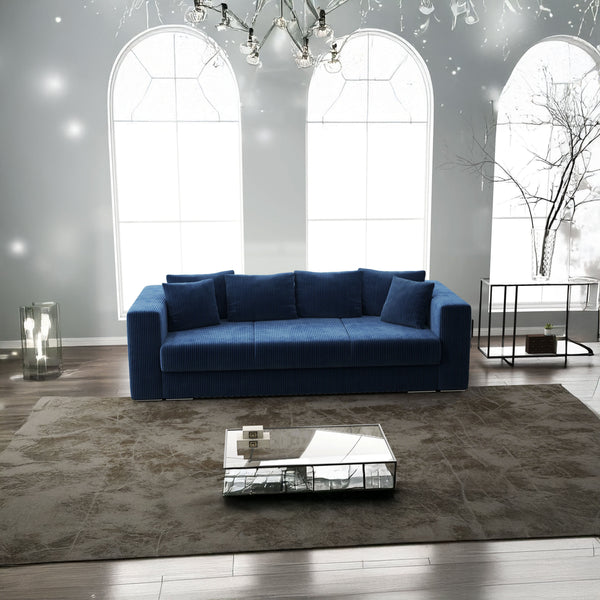 Canapea extensibilă dumonde cu ladă de depozitare si sezut confortabil din spuma HR, Gloria Zoom Blue 240x100 cm Fabrica