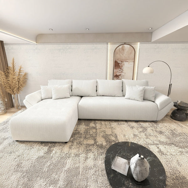 Colțar extensibil dumonde cu ladă de depozitare Berlin XL Zoom Crem 350x185 cm
