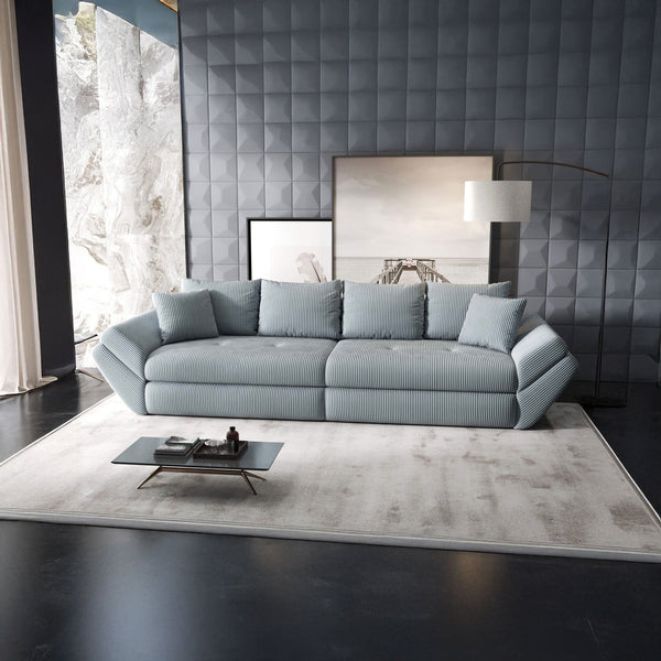 Canapea extensibilă dumonde cu ladă de depozitare si sezut confortabil din spuma HR, Loana Zoom Gri 300x100 cm Fabrica